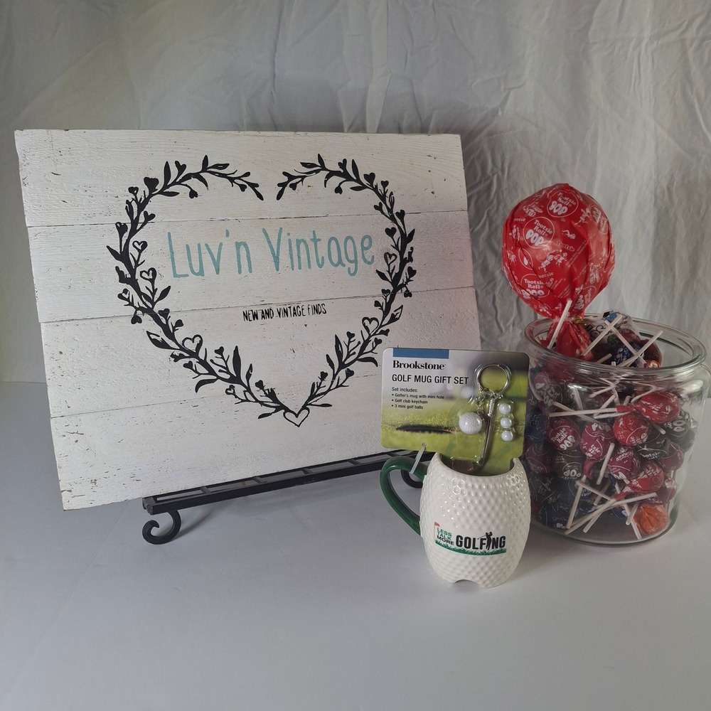 Brookstone Golf Mug Gift Set Less Talk More Golfing Ceramic Mug Keychain Balls